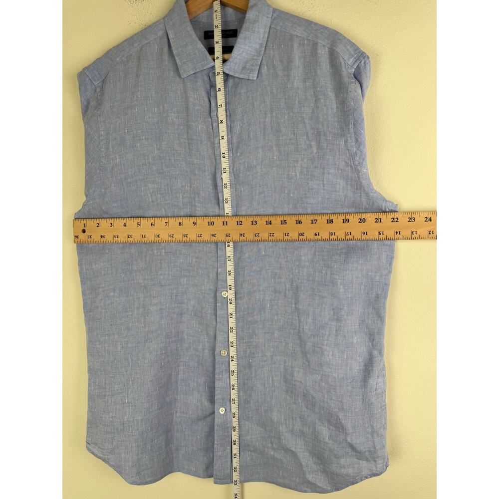 Banana Republic Camden Linen Shirt Chambray Blue Large Men’s - Picture 13 of 13
